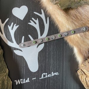 "Wild Liebe" Leder Armband Classic "White Bronze & Green Crystal"